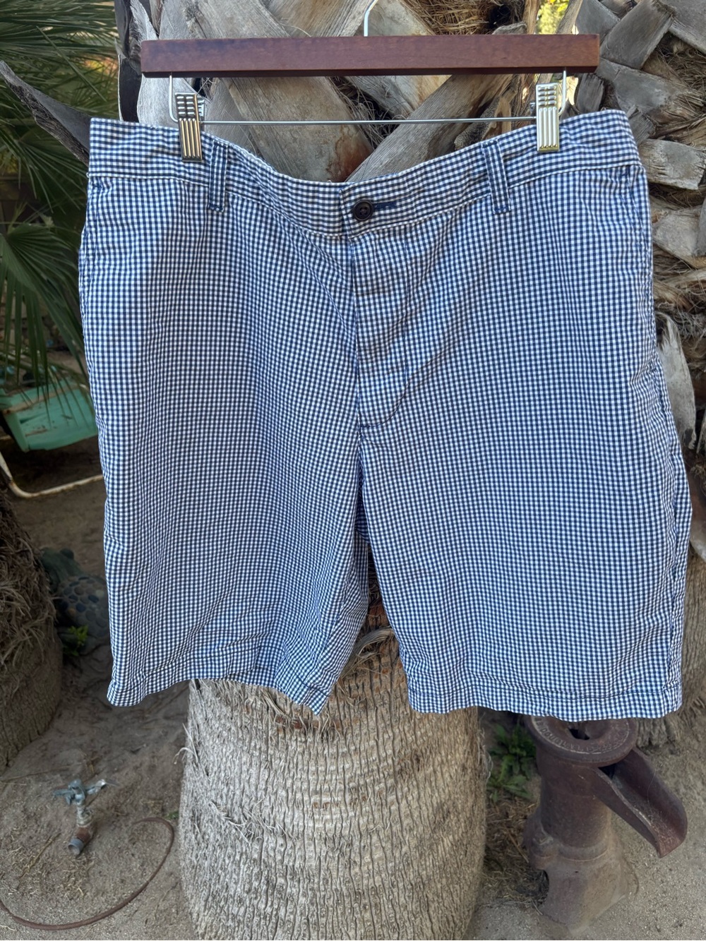 Dockers Navy and White Gingham Flat-Front Shorts